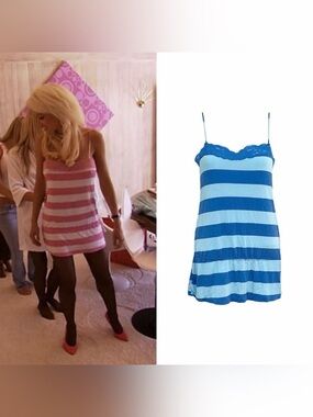 Lace Trim Stripe Dress As Seen On Holly Madison